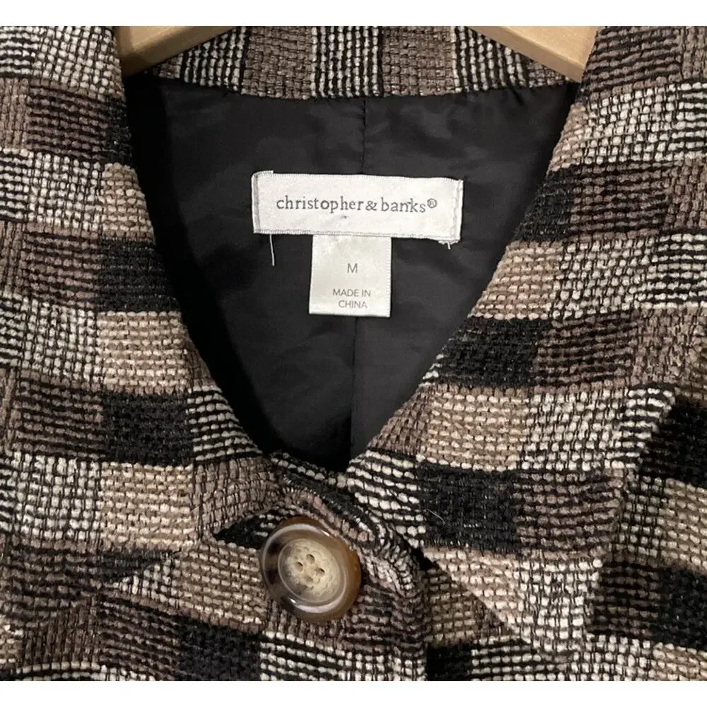 Christopher & Banks Vest Size Medium Tapestry Button Up Dark Academia Geometric